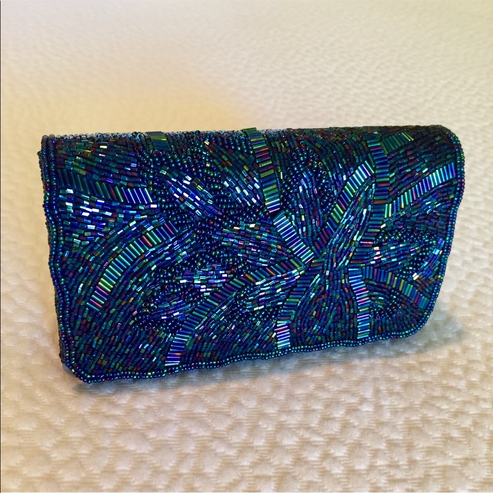 Iridescent royal blue Preston & York evening bag